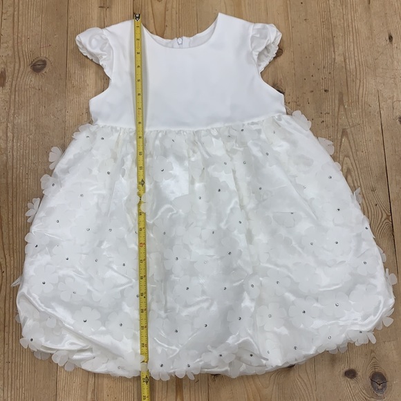Pure White Little Girl Fancy Dress- Wedding, Flower Girl, Party Approx. 2T 3T - Picture 15 of 16